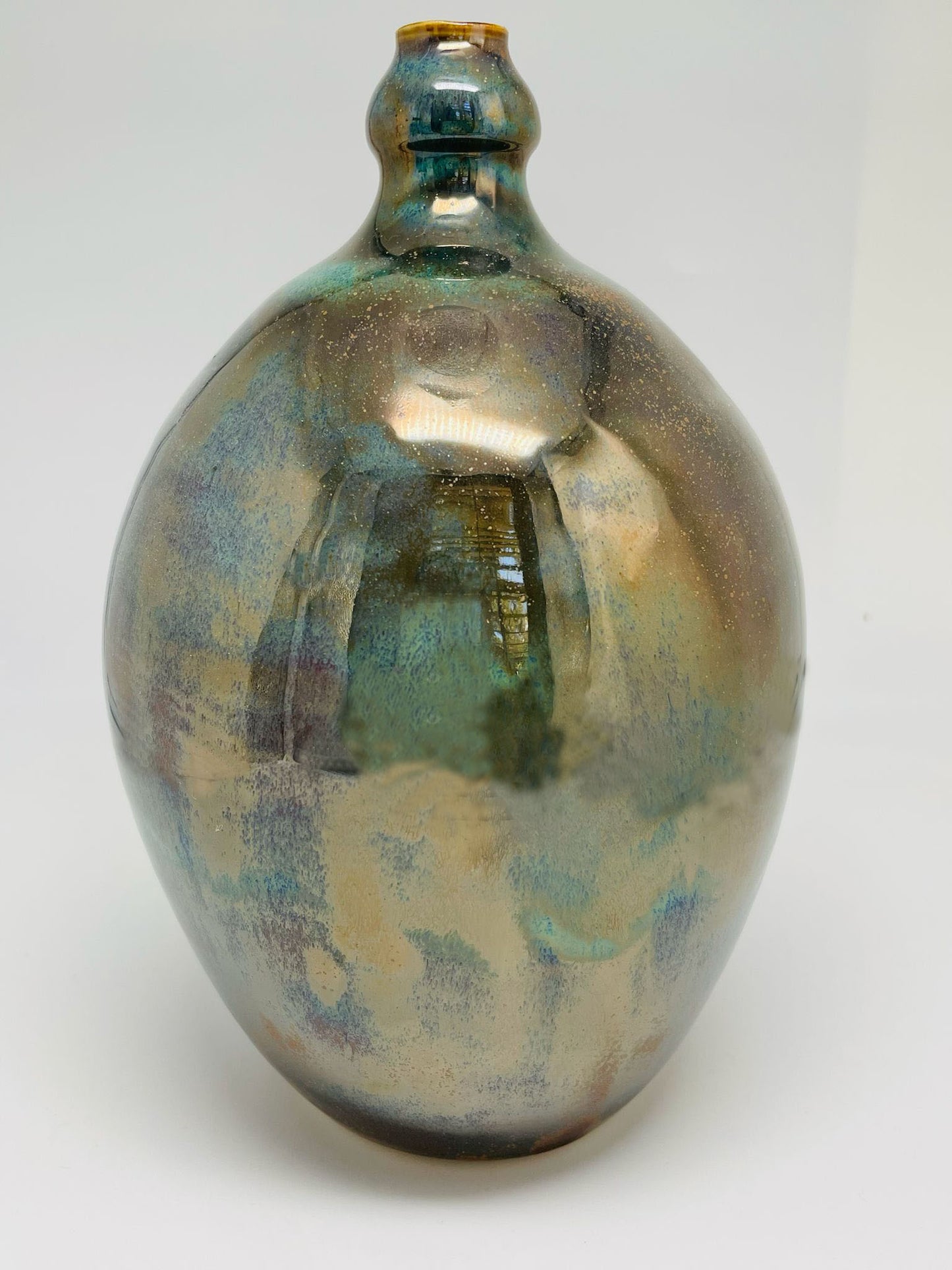 Green-and-Copper Metallic Sheen Vase